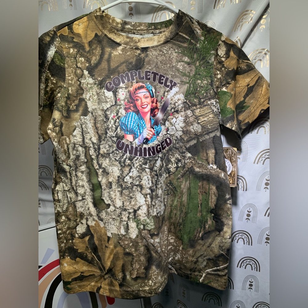 Camouflage Kids Shirt with Graphic Print youth Med Upcycled